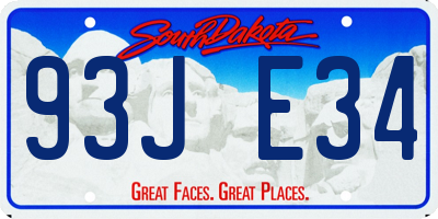 SD license plate 93JE34