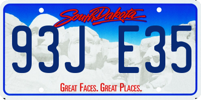 SD license plate 93JE35