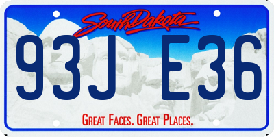 SD license plate 93JE36