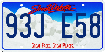 SD license plate 93JE58
