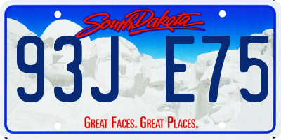 SD license plate 93JE75