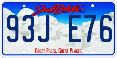 SD license plate 93JE76