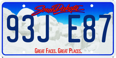 SD license plate 93JE87