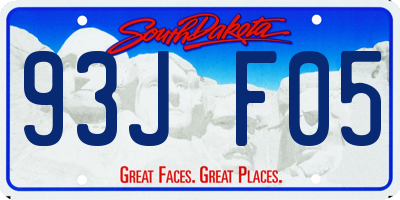 SD license plate 93JF05