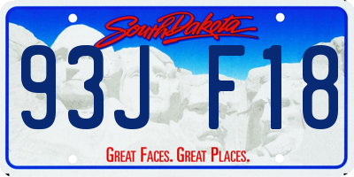 SD license plate 93JF18