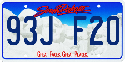 SD license plate 93JF20