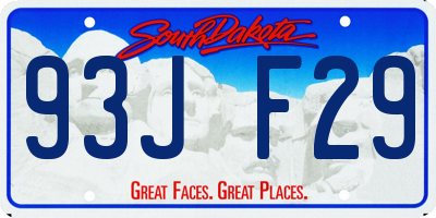 SD license plate 93JF29