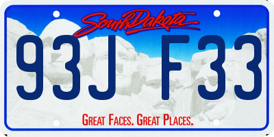 SD license plate 93JF33