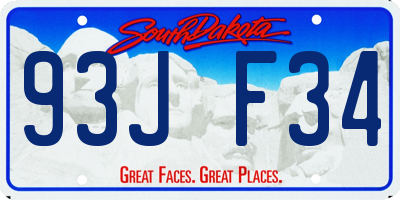 SD license plate 93JF34