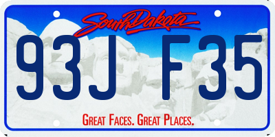 SD license plate 93JF35