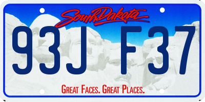 SD license plate 93JF37