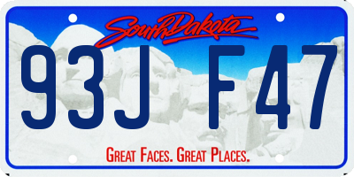 SD license plate 93JF47