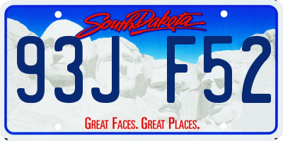 SD license plate 93JF52