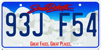 SD license plate 93JF54
