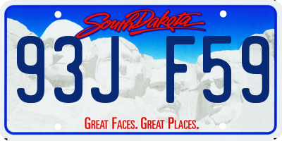 SD license plate 93JF59