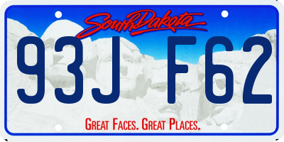SD license plate 93JF62