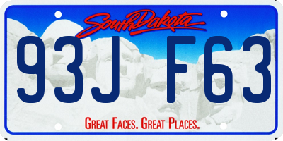 SD license plate 93JF63
