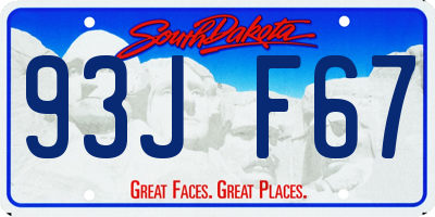 SD license plate 93JF67