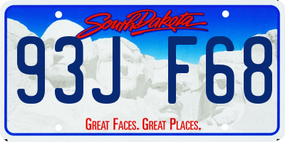 SD license plate 93JF68