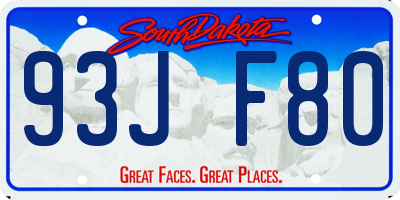 SD license plate 93JF80