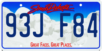 SD license plate 93JF84