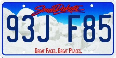 SD license plate 93JF85