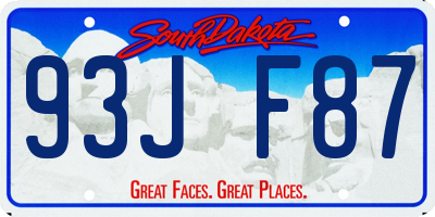 SD license plate 93JF87