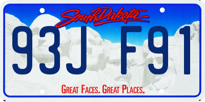 SD license plate 93JF91