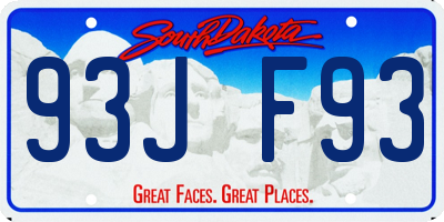 SD license plate 93JF93