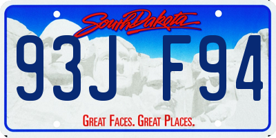 SD license plate 93JF94