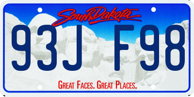 SD license plate 93JF98