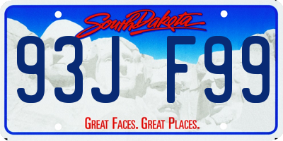 SD license plate 93JF99