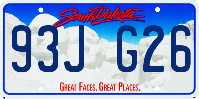 SD license plate 93JG26