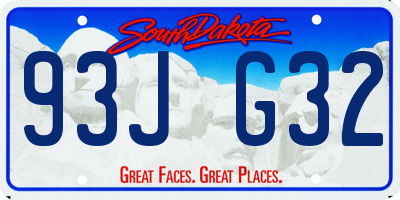 SD license plate 93JG32