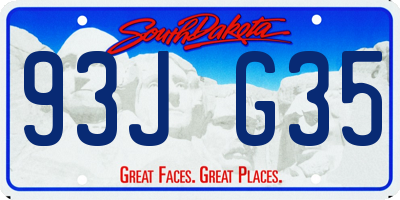 SD license plate 93JG35
