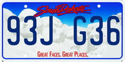 SD license plate 93JG36