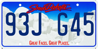 SD license plate 93JG45