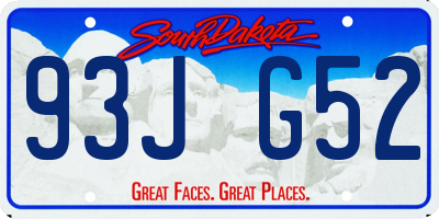 SD license plate 93JG52