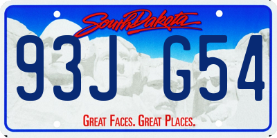 SD license plate 93JG54