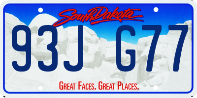 SD license plate 93JG77