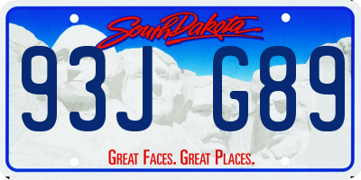 SD license plate 93JG89