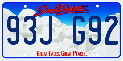 SD license plate 93JG92