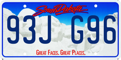 SD license plate 93JG96