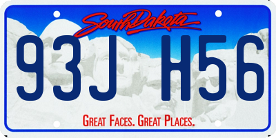 SD license plate 93JH56
