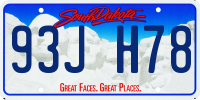 SD license plate 93JH78