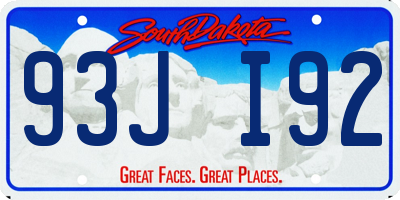 SD license plate 93JI92