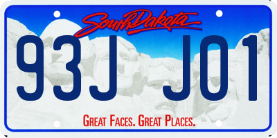 SD license plate 93JJ01