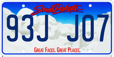 SD license plate 93JJ07