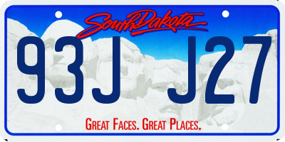SD license plate 93JJ27