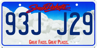 SD license plate 93JJ29
